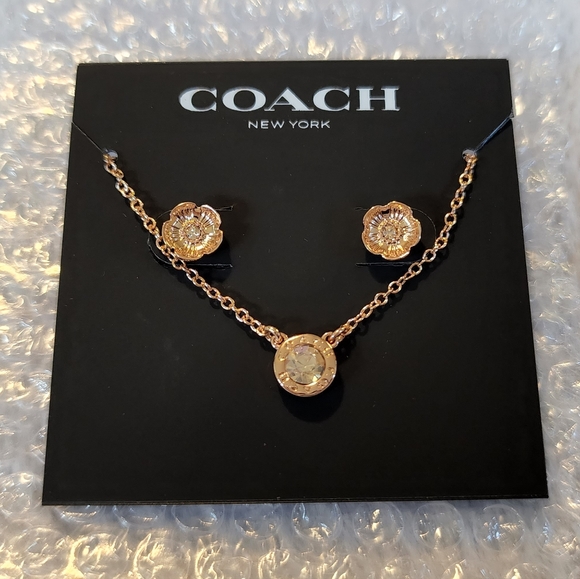 Coach Rose Gold Earring + Necklace set - Picture 2 of 4